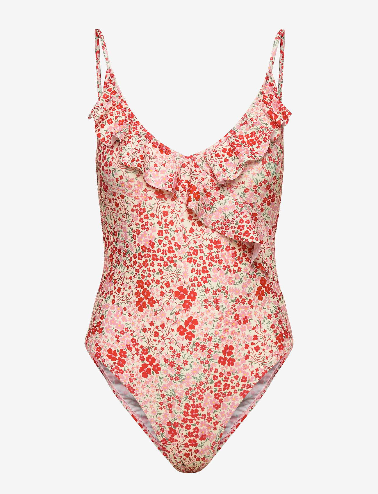 Becksöndergaard - Flofield Frill Swimsuit - fiery red - 1