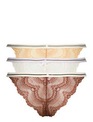 Becksöndergaard - 3-pack Wave Lace Ray Tanga - offwhite/beige/brown - 2