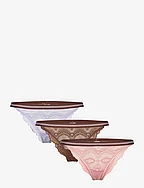 Wave Lace Ray Tanga 3 Pack - BROWN/ROSE/LAVENDER