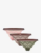Wave Lace Ray Tanga 3 Pack - GREEN/BROWN/ROSE