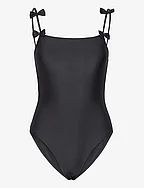Solid Bow Euna Swimsuit - BLACK