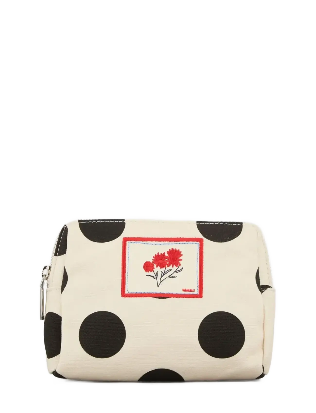 Maxi Polka Canvas Pouch Bag - BIRCH WHITE