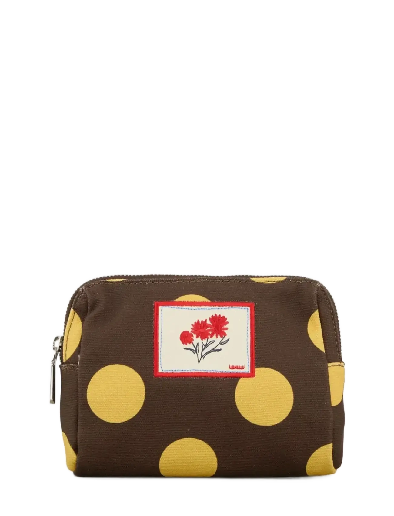 Maxi Polka Canvas Pouch Bag - HOT FUDGE BROWN
