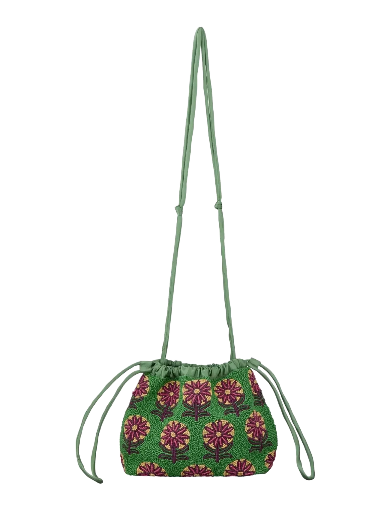 Becksöndergaard Bloflora Giana Small Bag, Kvinder, Perlebesat Snørepose, Grøn, Str: 20X 18CM