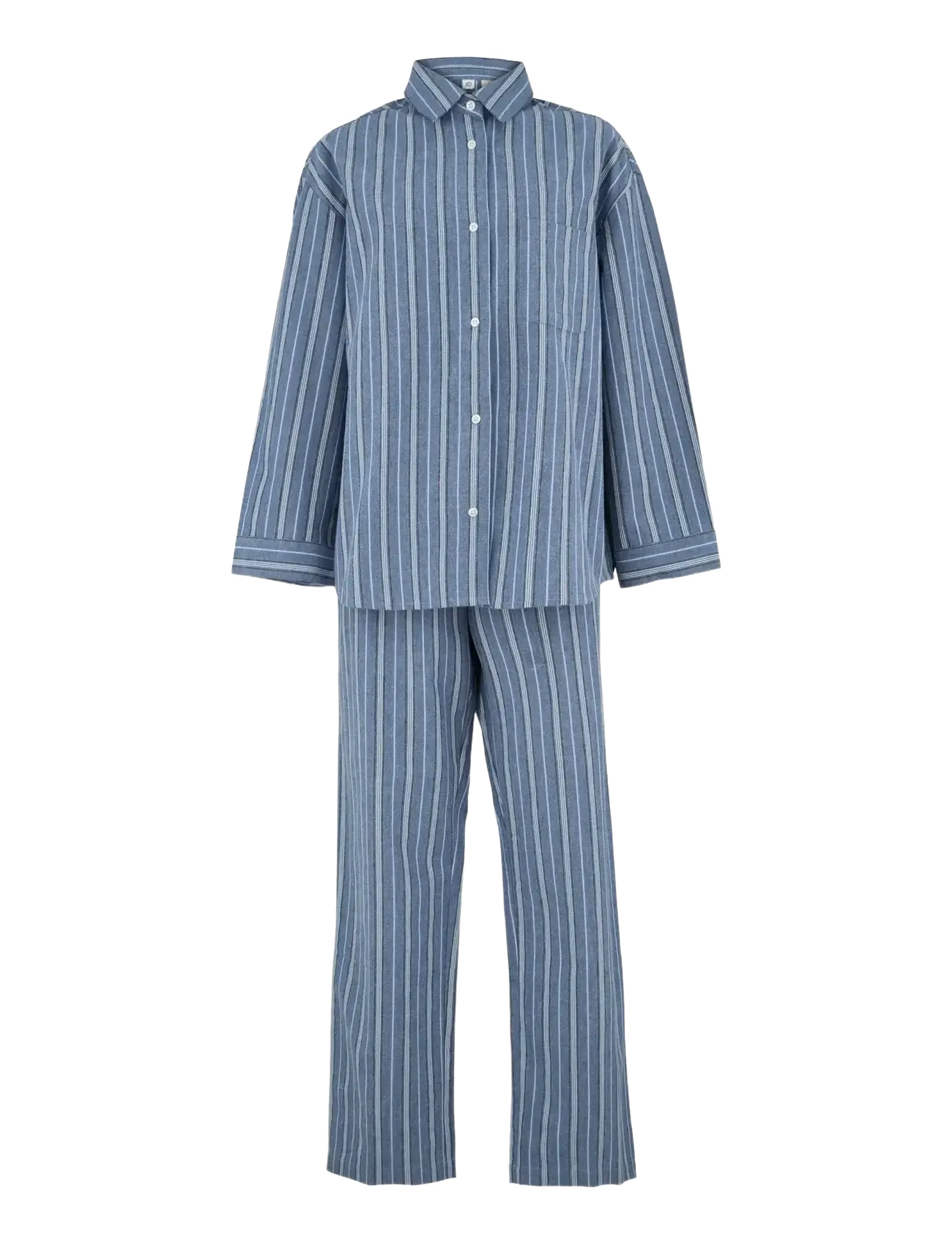 Becksöndergaard Striped Flannel Pyjamas Set, Kvinder, Stribet Flanel Pyjamassæt, Blå, Str: S