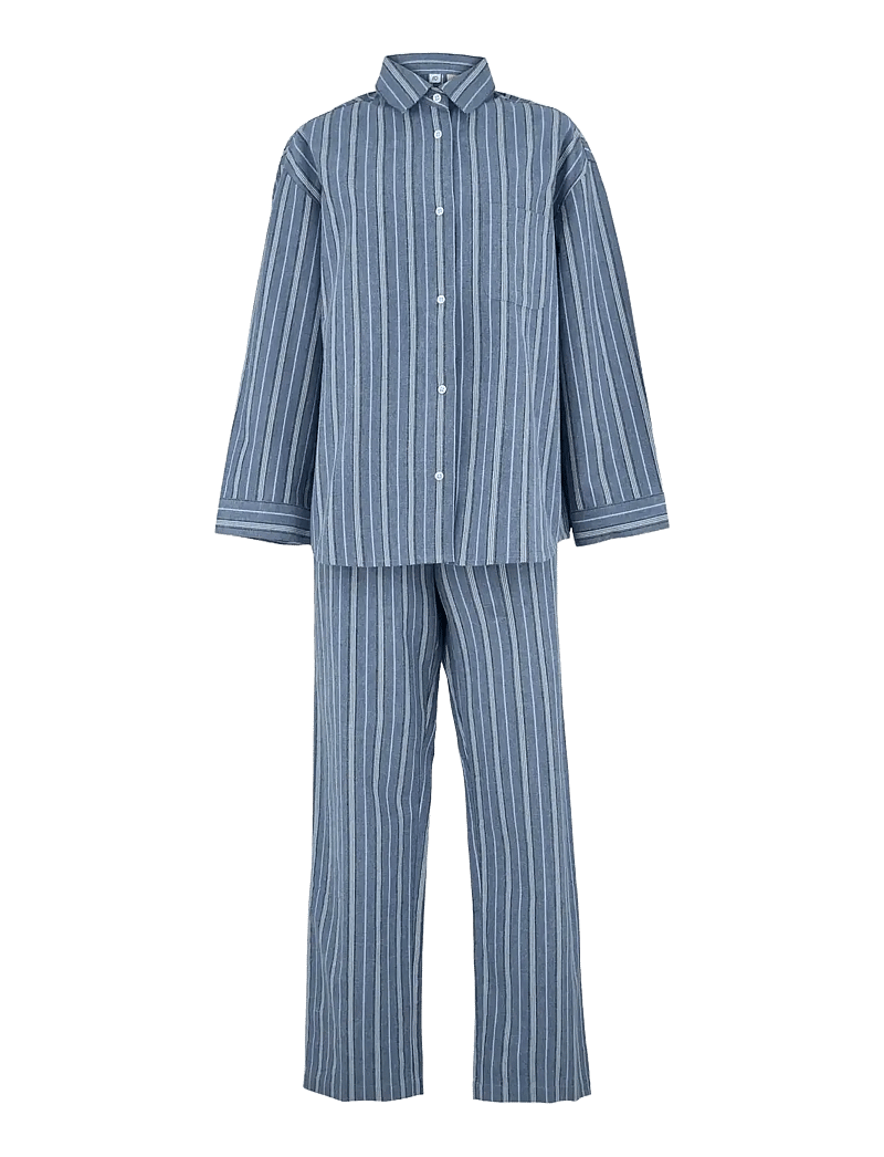 Becksöndergaard - Striped Flannel Pyjamas Set - pyjamas - blue/off-white - 0