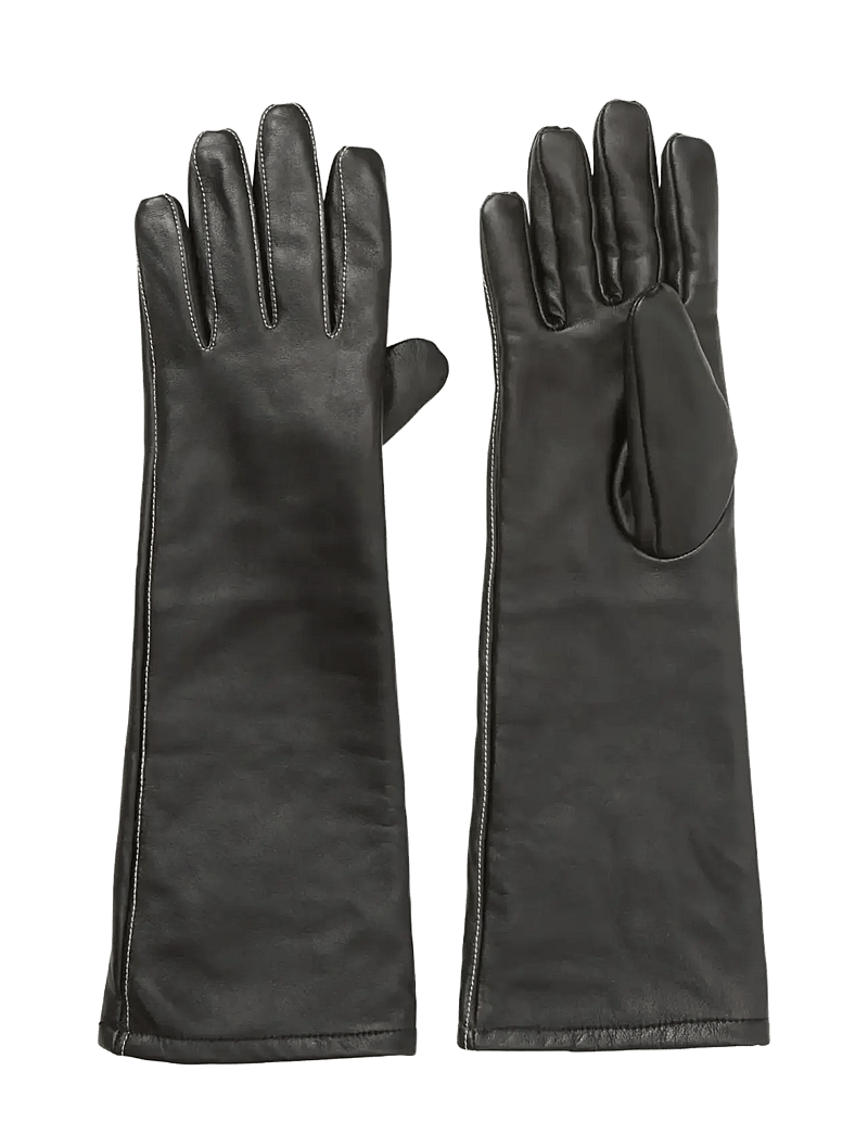 Becksöndergaard - Long Smooth Leather Gloves - fingervantar - black - 0