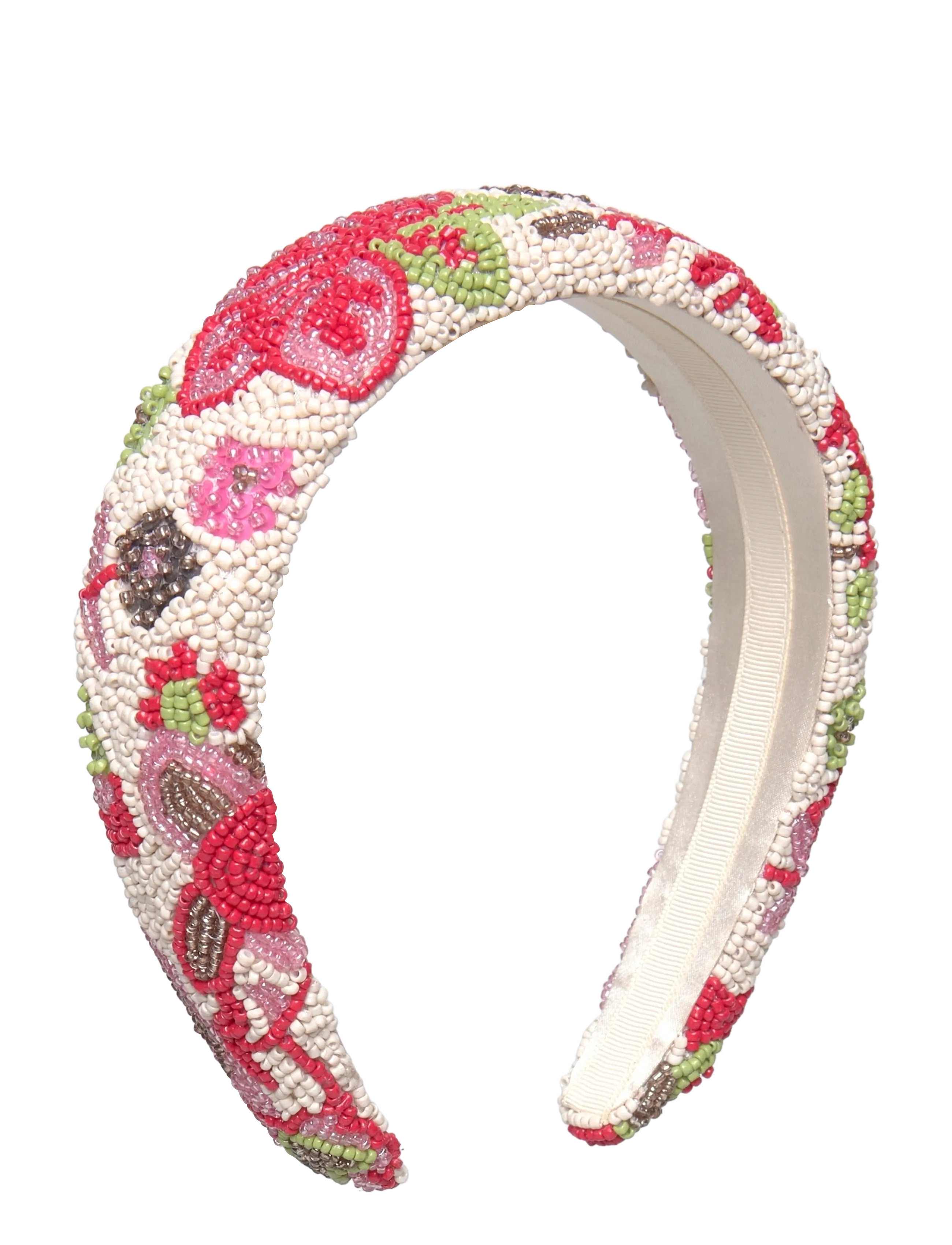 Becksöndergaard Bromflora Wide Beaded Hairbrace - Becksöndergaard - BIRCH WHITE / pink/rose