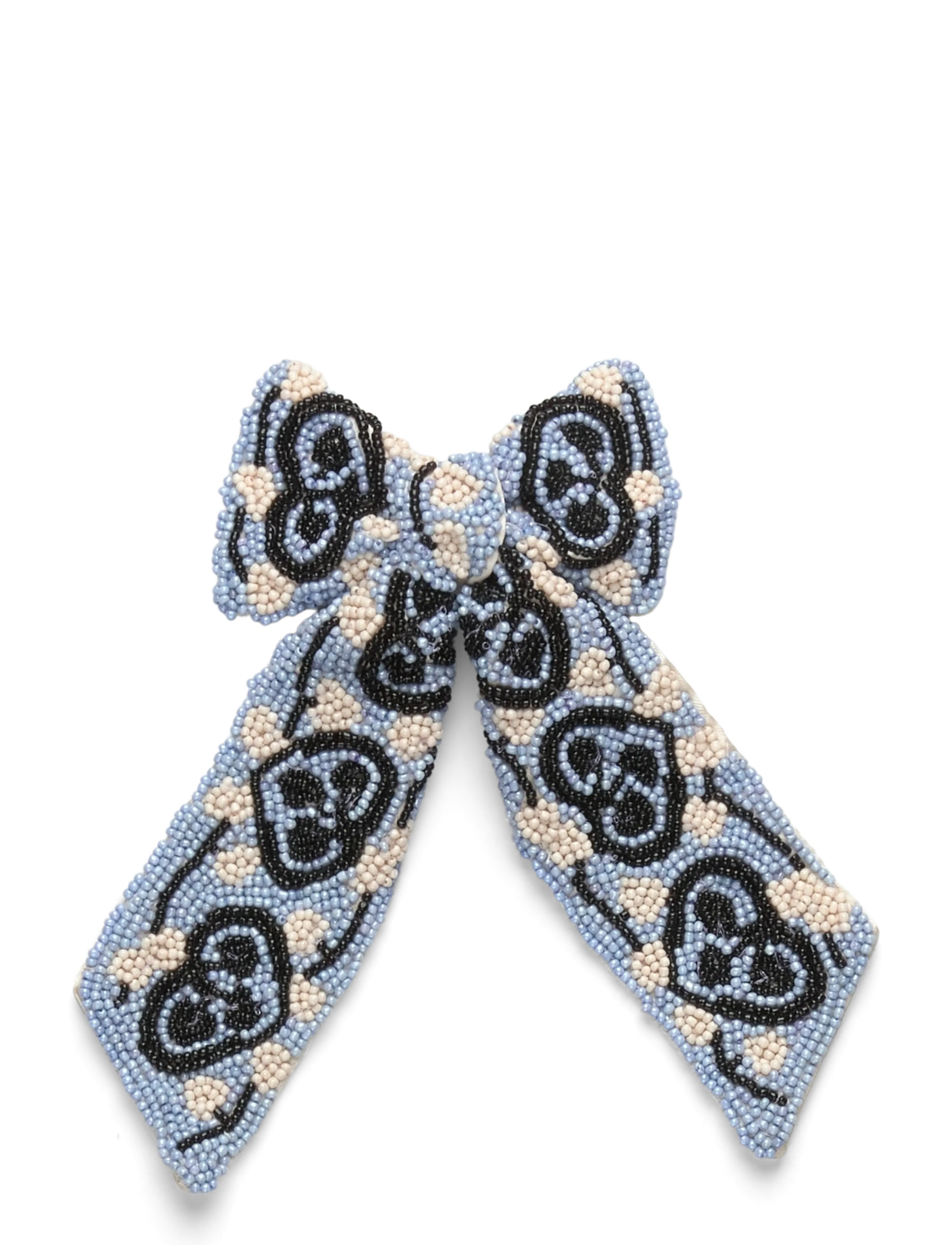 Hearty Beaded Bow Clip - KENTUCKY BLUE