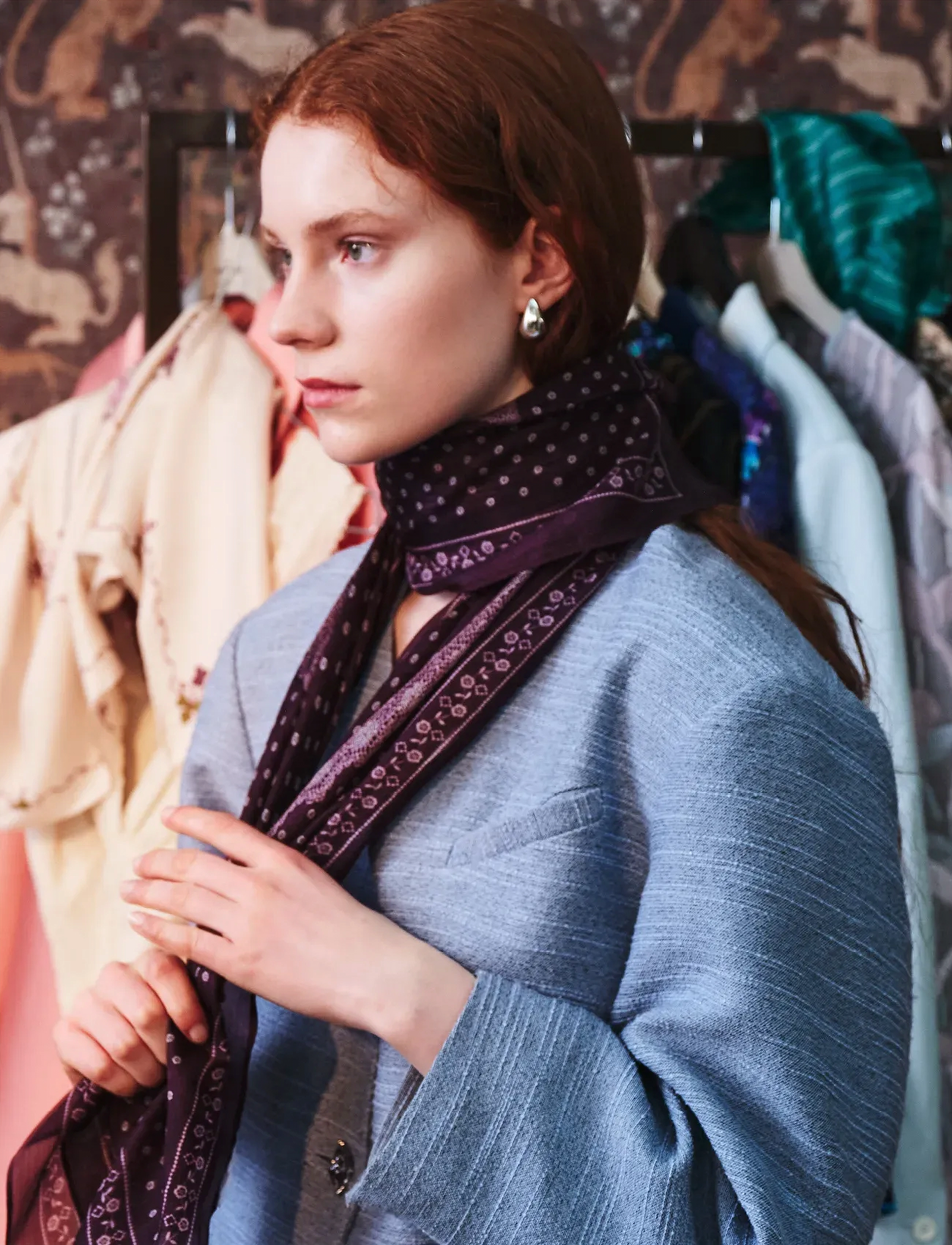 Becksöndergaard Lacia Tabby Sia Scarf - BECKSÖNDERGAARD - FIG RED / purple