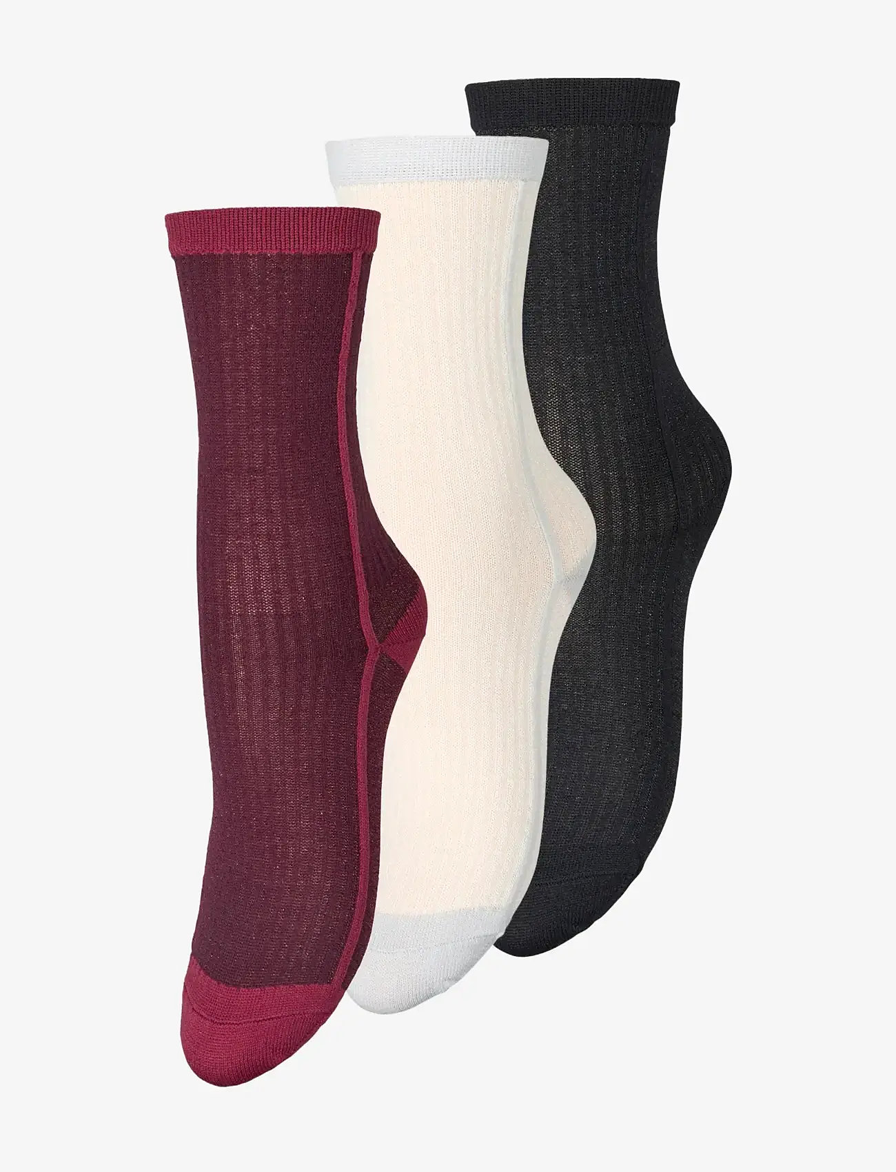 Becksöndergaard - Stripy Glitter Sock 3 Pack - black/white/fig - 0