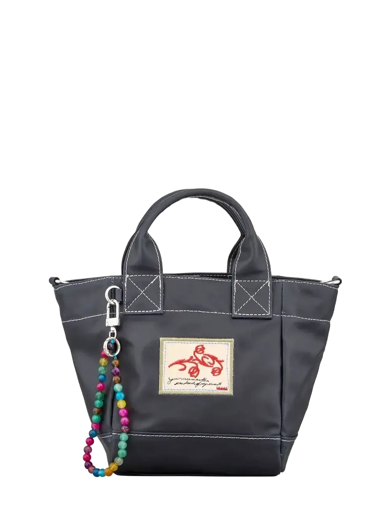 Solid Coated Gabby Bag - NAVY BLUE
