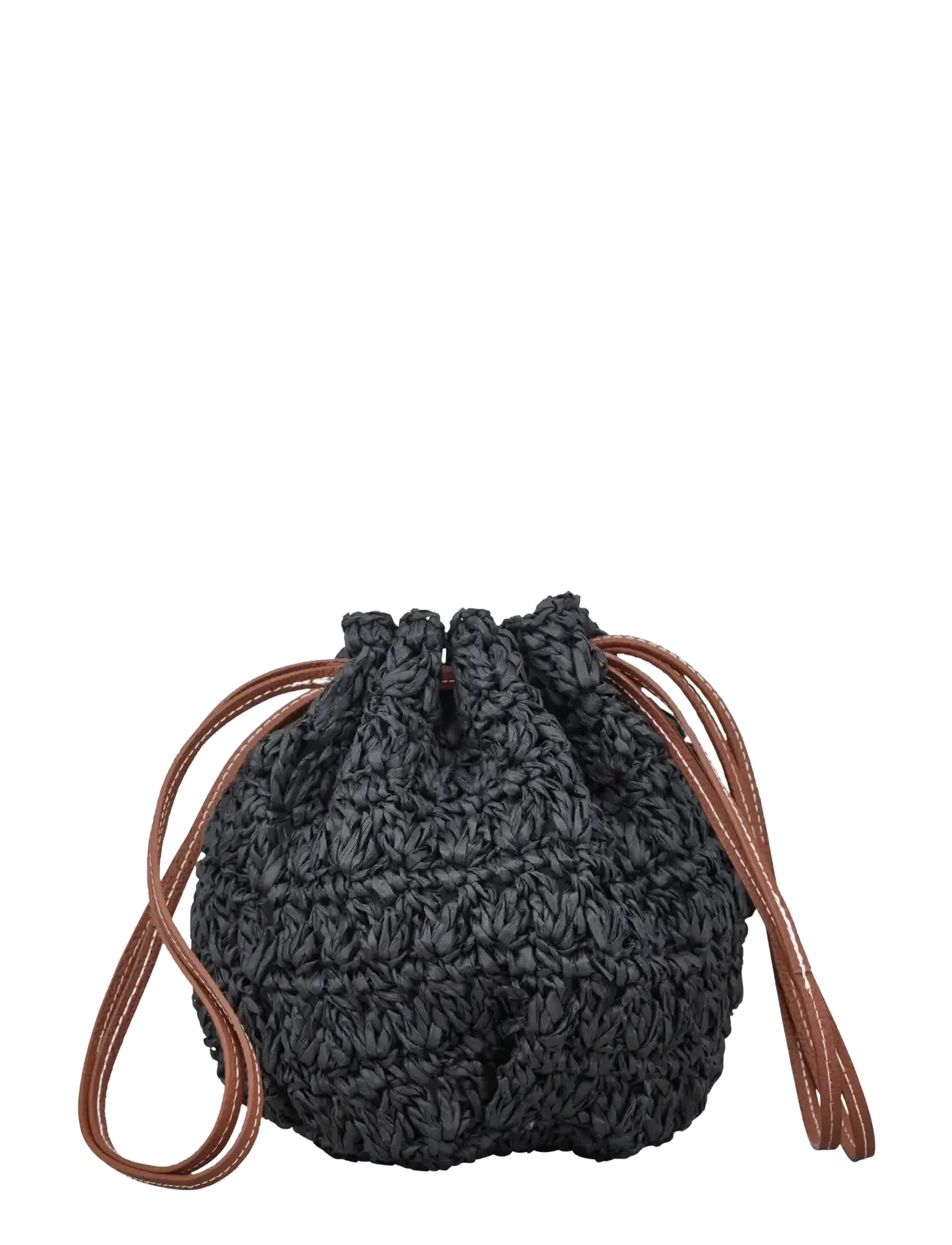 Becksöndergaard Mesh Straw Bina Bag, Kvinder, Strå Snøretaske, Sort, Str: ONE SIZE