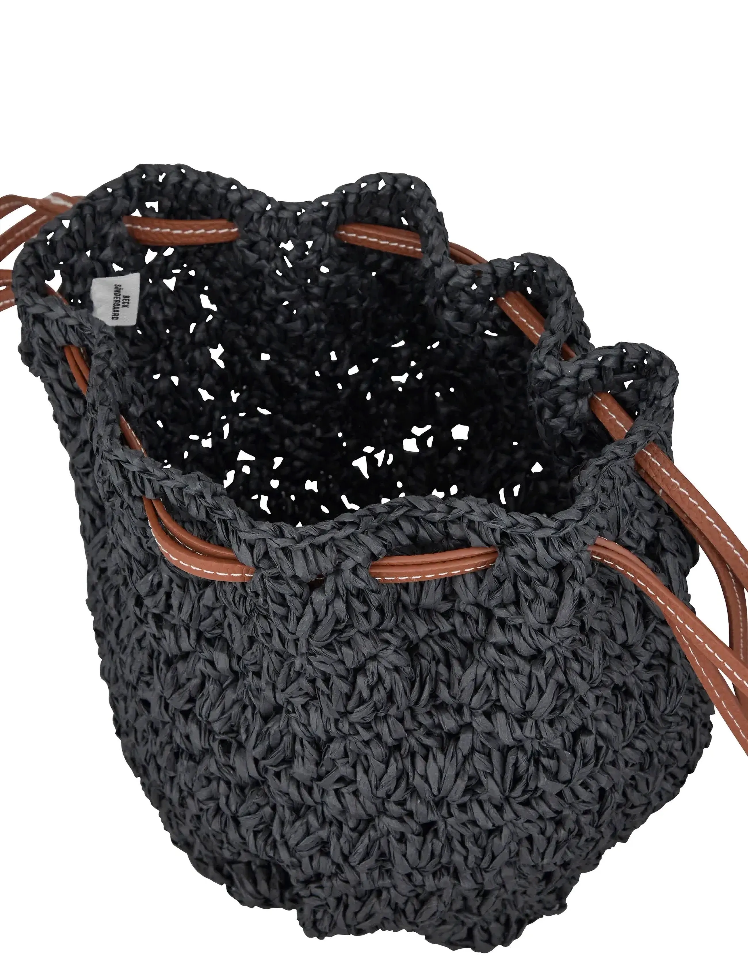 Becksöndergaard - Mesh Straw Bina Bag - modetrends - black - 1