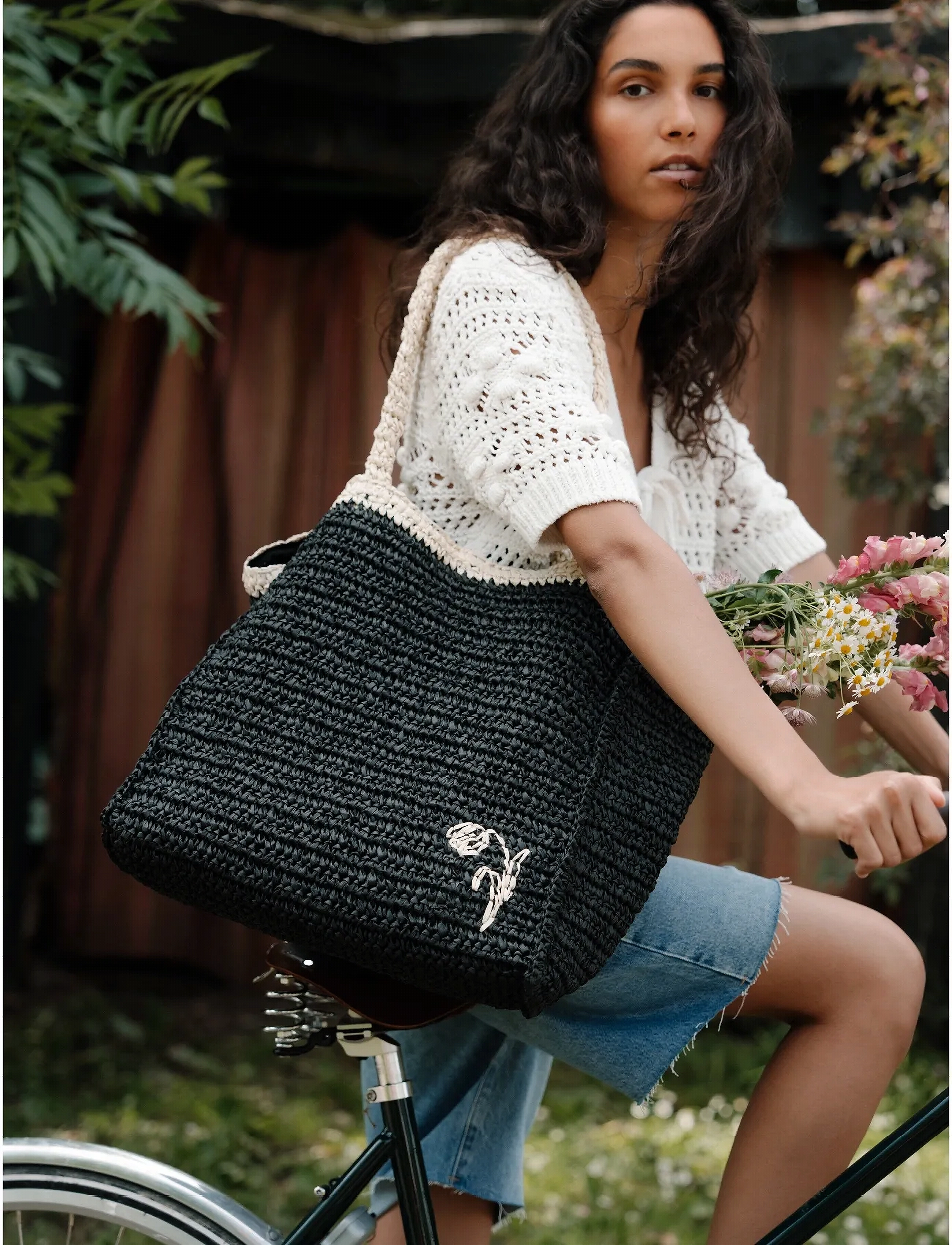 Becksöndergaard Paper Straw Tota Bag, One Size, Bags, Schwarz - Totes, Frauen