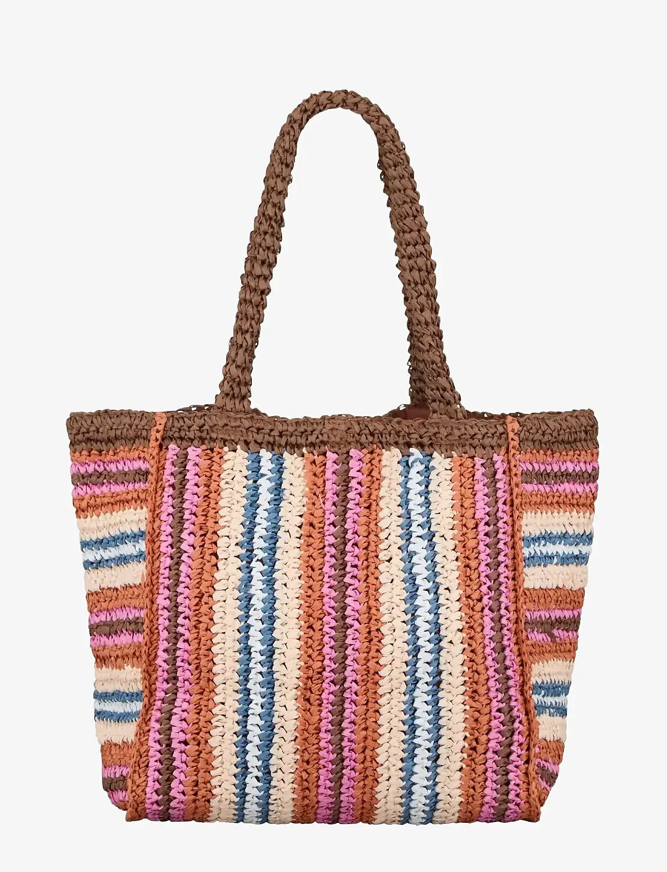 Becksöndergaard - Stripe Straw Tota Bag - tote-stiilis kotid - mocha brown - 0