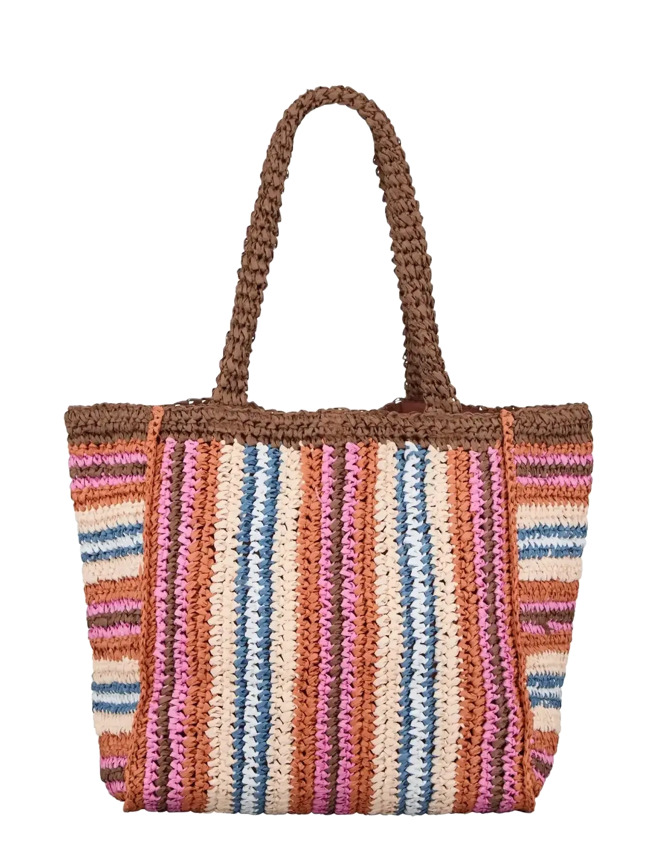 Becksöndergaard Stripe Straw Tota Bag - Tassen - MOCHA BROWN / multi