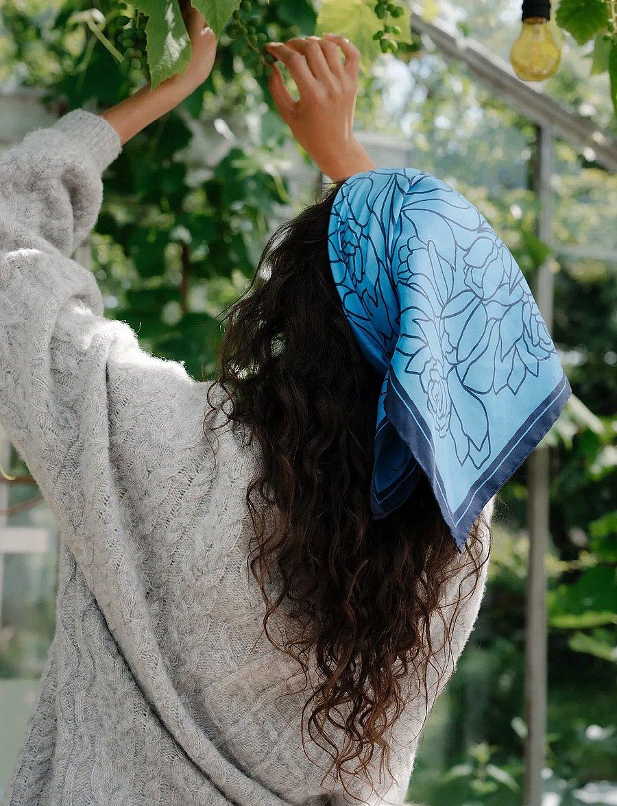 Becksöndergaard - Stencia Tulip Sia Scarf - kerged sallid - azure blue - 0