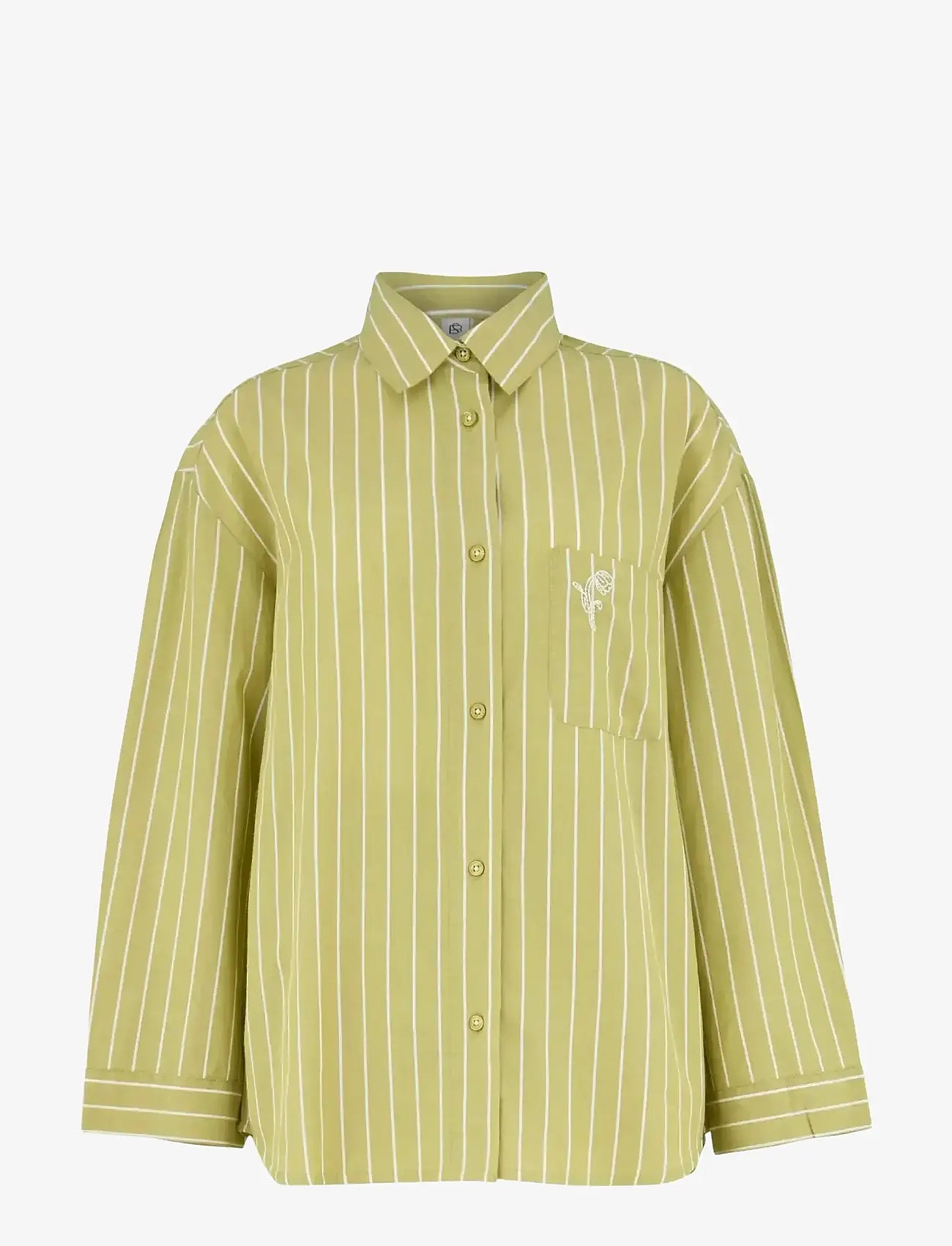 Becksöndergaard - Striped Pyjamas Shirt - pikkade varrukatega särgid - khaki green - 0
