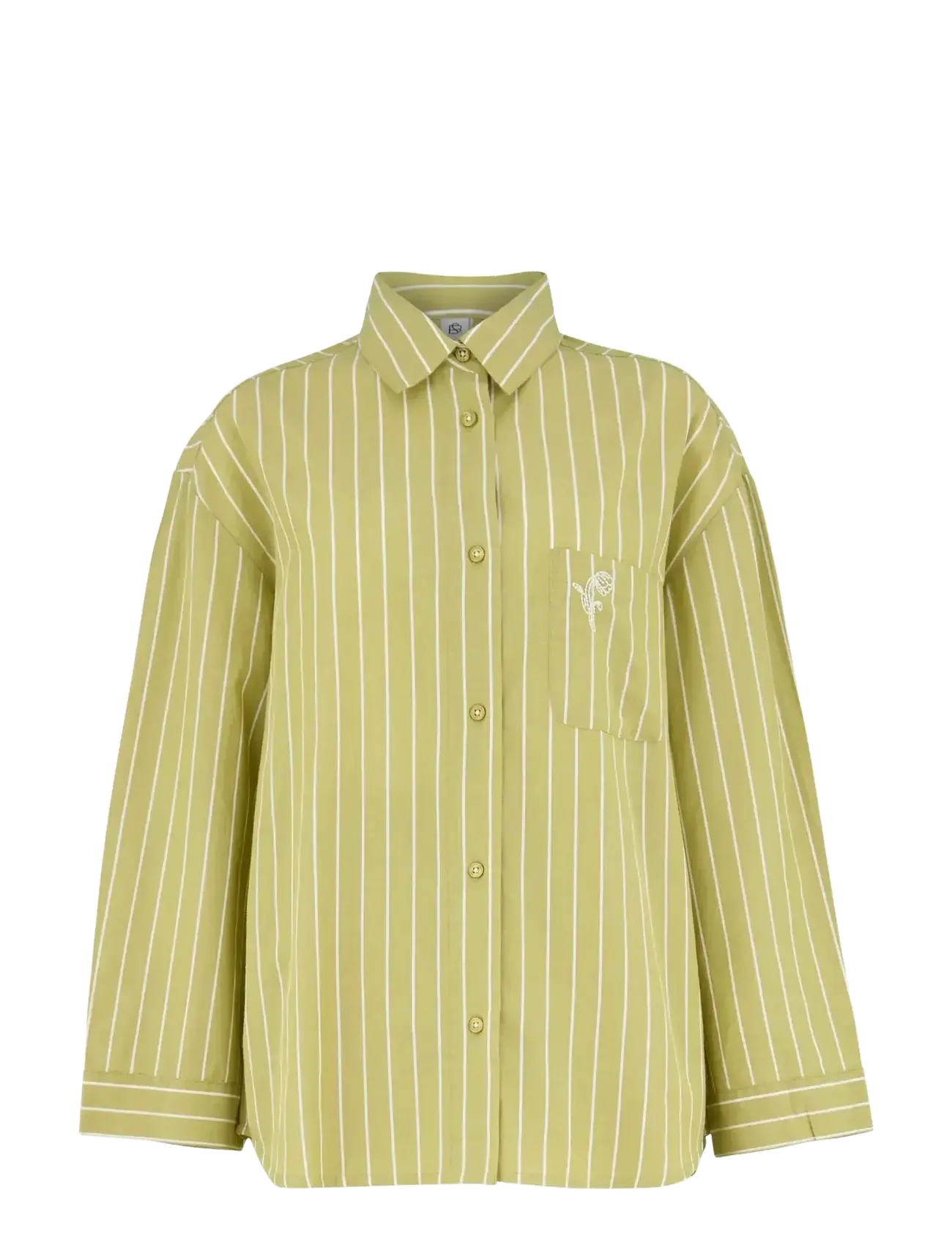 Becksöndergaard Striped Pyjamas Shirt - Kleidung - KHAKI GREEN / white