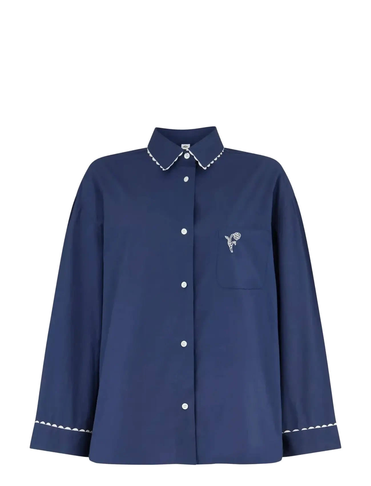 Scallop Pyjamas Shirt - NAVY BLUE