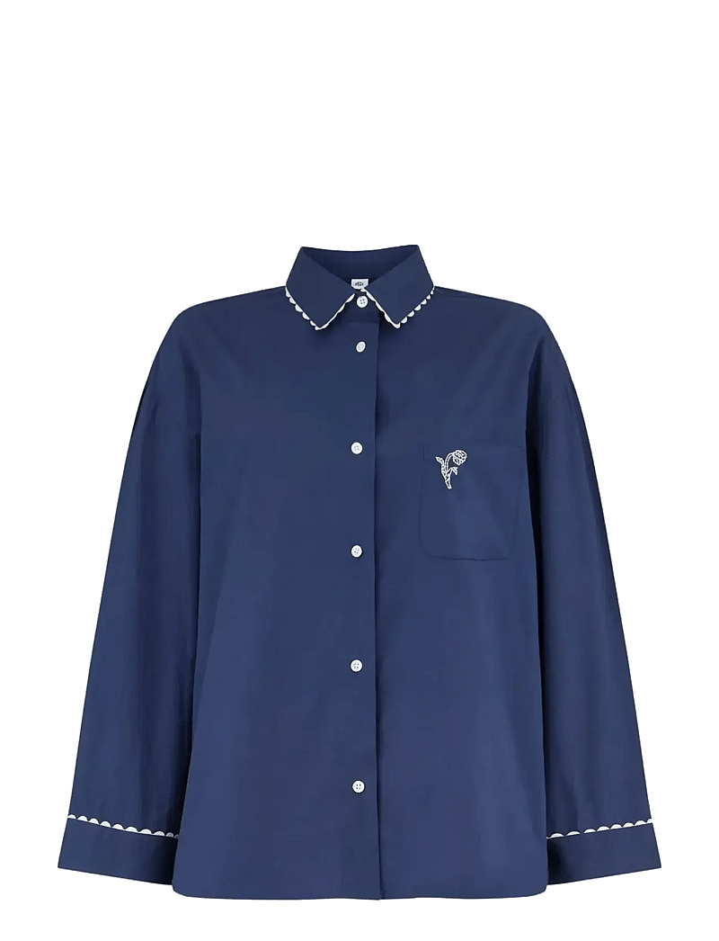 Becksöndergaard - Scallop Pyjamas Shirt - pikkade varrukatega särgid - navy blue - 1