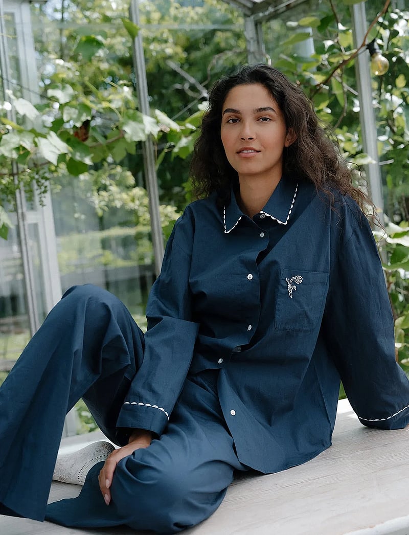 Becksöndergaard - Scallop Pyjamas Shirt - pikkade varrukatega särgid - navy blue - 0