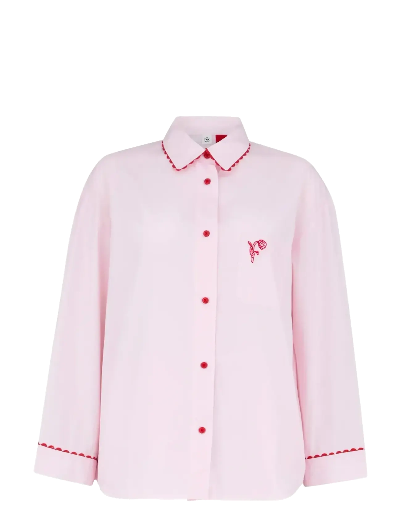Scallop Pyjamas Shirt - PALE LILAC PINK
