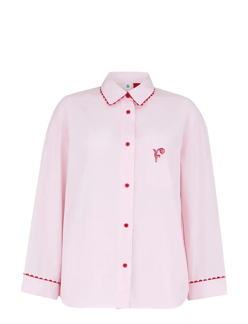 Becksöndergaard - Scallop Pyjamas Shirt - pikkade varrukatega särgid - pale lilac pink - 1