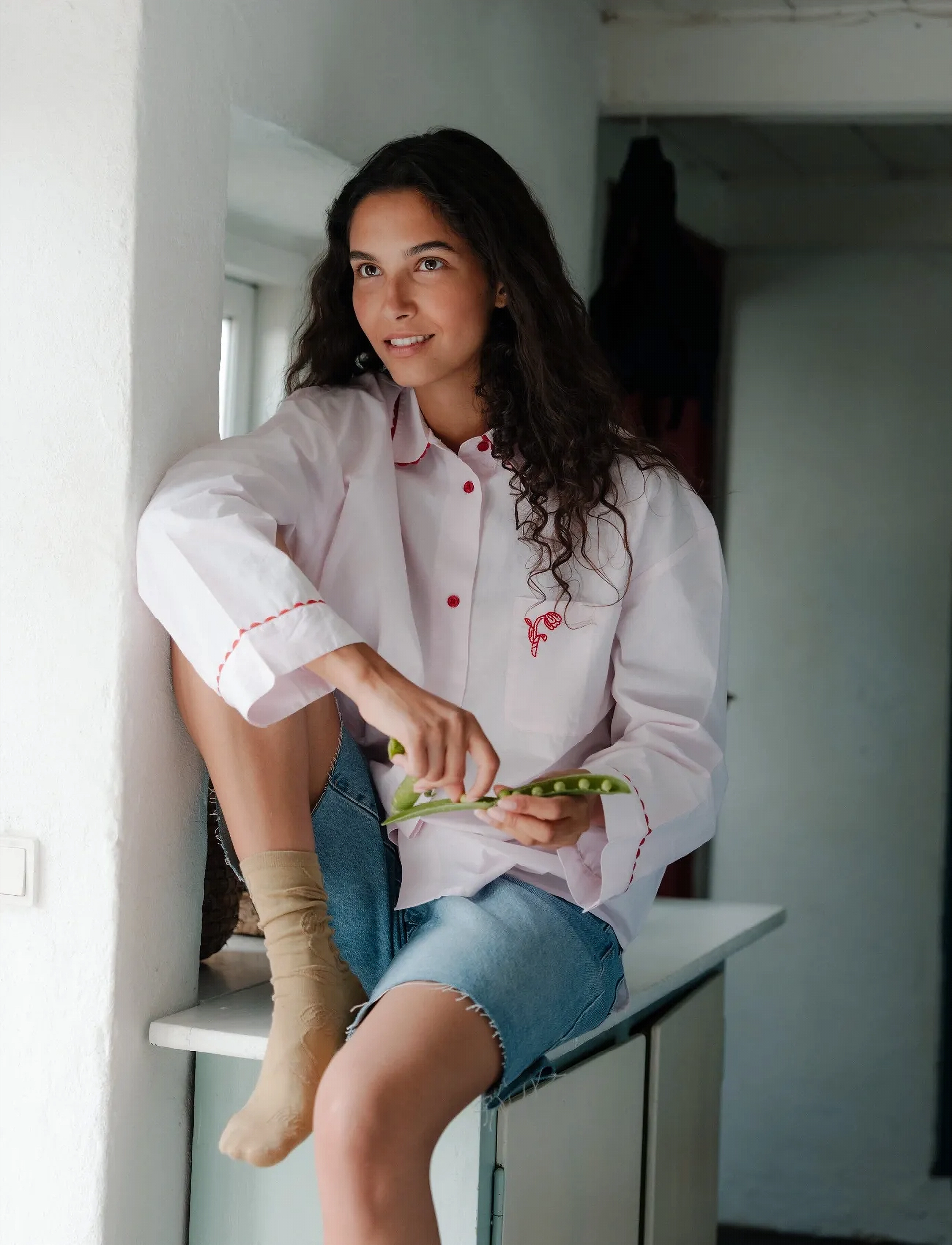 Becksöndergaard Scallop Pyjamas Shirt - Pluusid ja särgid - PALE LILAC PINK / pink/rose