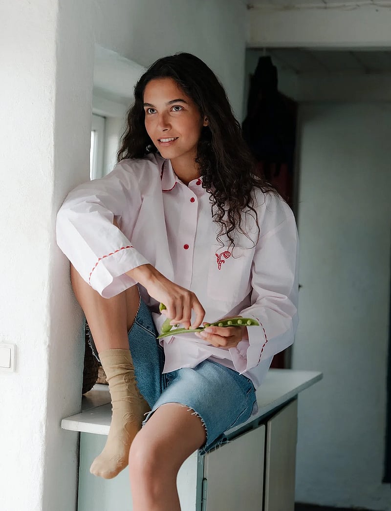 Becksöndergaard - Scallop Pyjamas Shirt - langærmede skjorter - pale lilac pink - 0