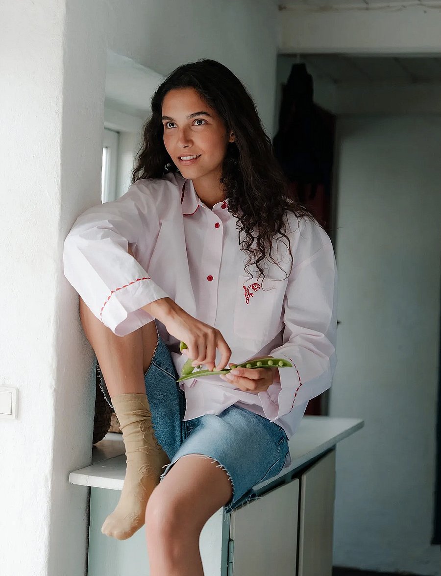 Becksöndergaard - Scallop Pyjamas Shirt - langærmede skjorter - pale lilac pink - 0