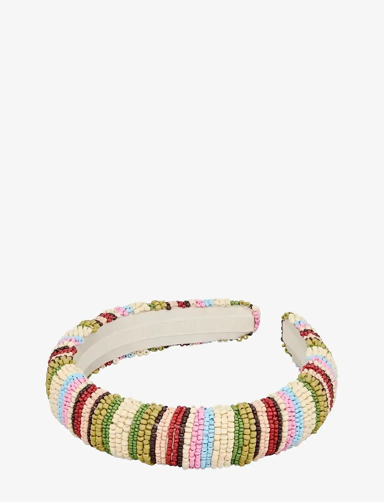Becksöndergaard - Stripes Midi Beaded Hairbrace - hårbånd - khaki green - 0