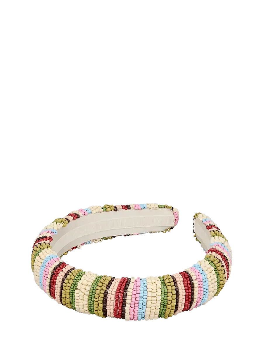 Becksöndergaard - Stripes Midi Beaded Hairbrace - peavõrud - khaki green - 0