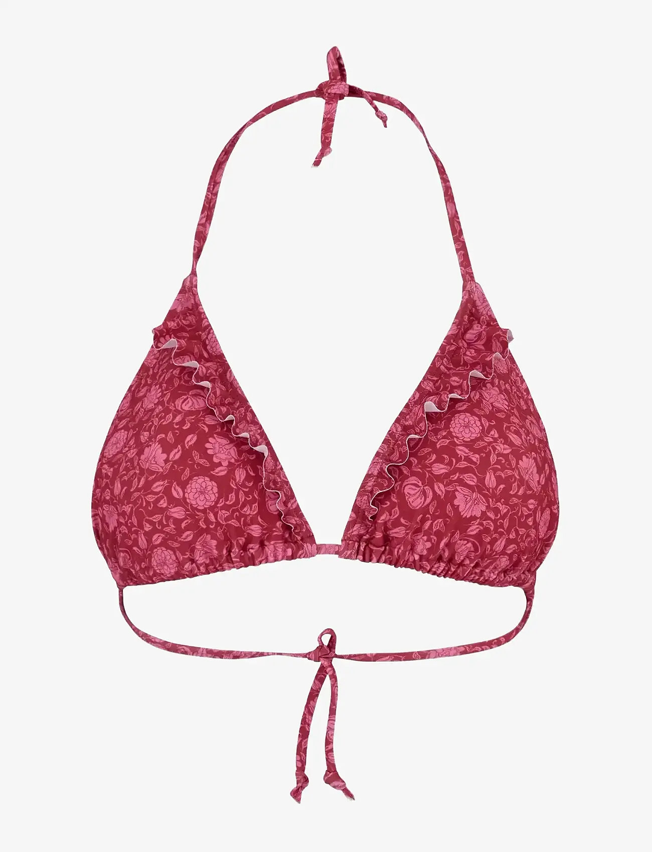 Becksöndergaard - Asflora Bel Frill Bikini Top - triangle bikinis - garnet red - 0