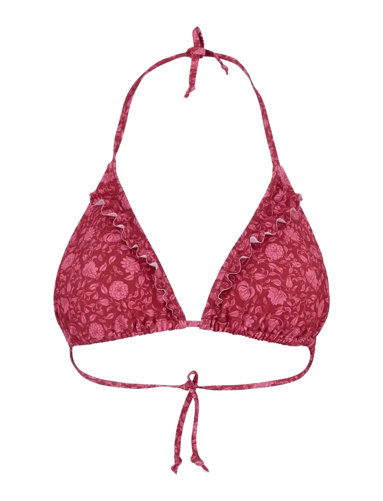 Becksöndergaard Asflora Bel Frill Bikini Top - Tøj - GARNET RED / pink/rose