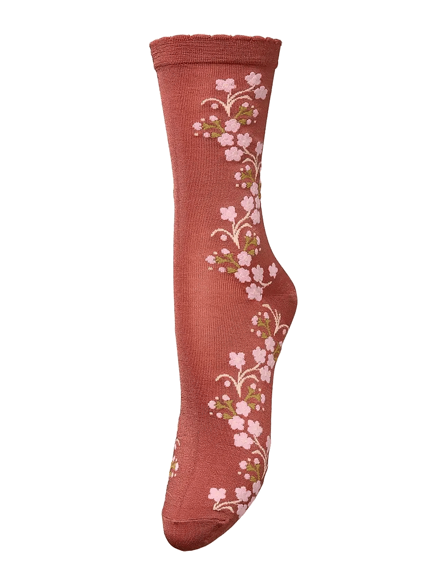 Becksöndergaard - Bloom Visca Sock - regular socks - burnt brick red - 1