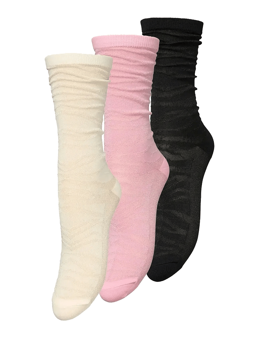 Becksöndergaard - Amina Glitter Sock 3 Pack - klassikalised sokid - black/off-white/rose - 0