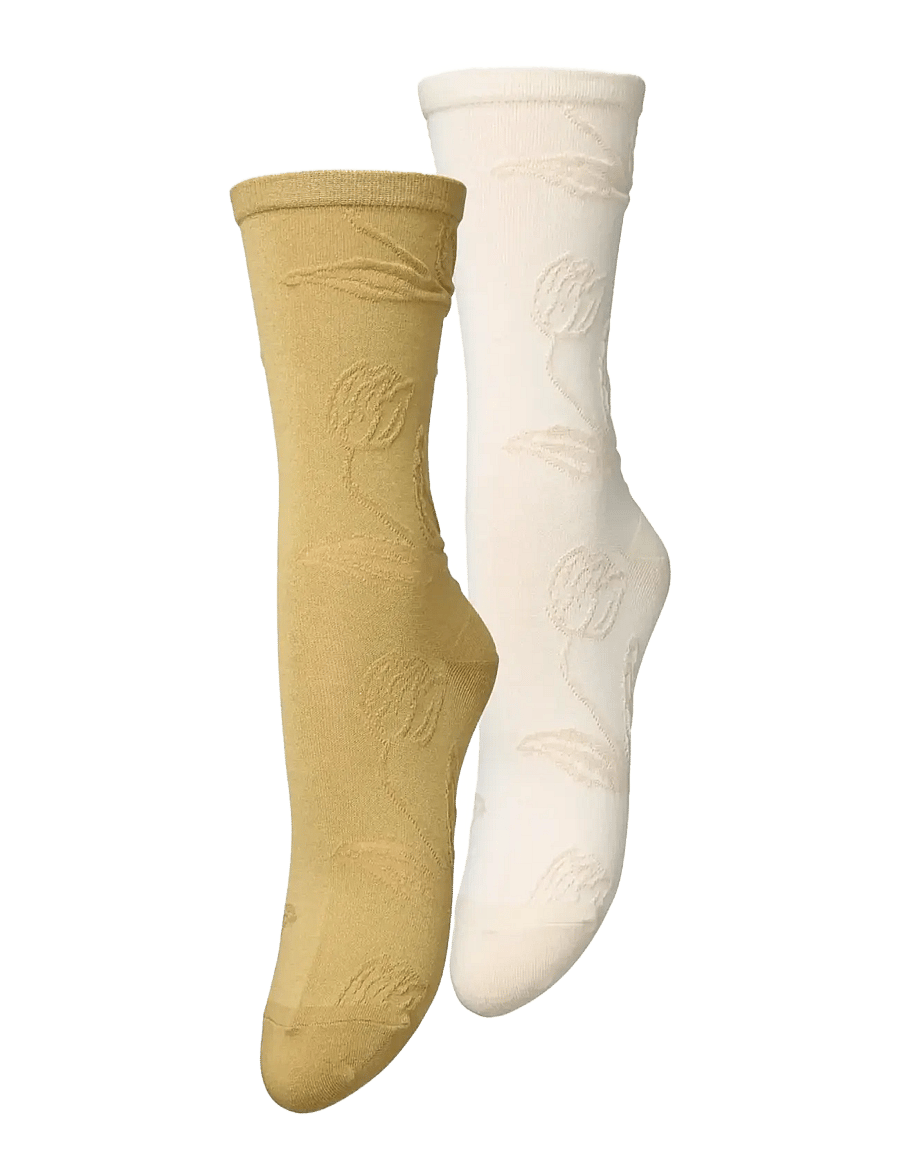 Becksöndergaard - Stencia Cotta Sock 2 Pack - fashion trends - off-white/green - 0