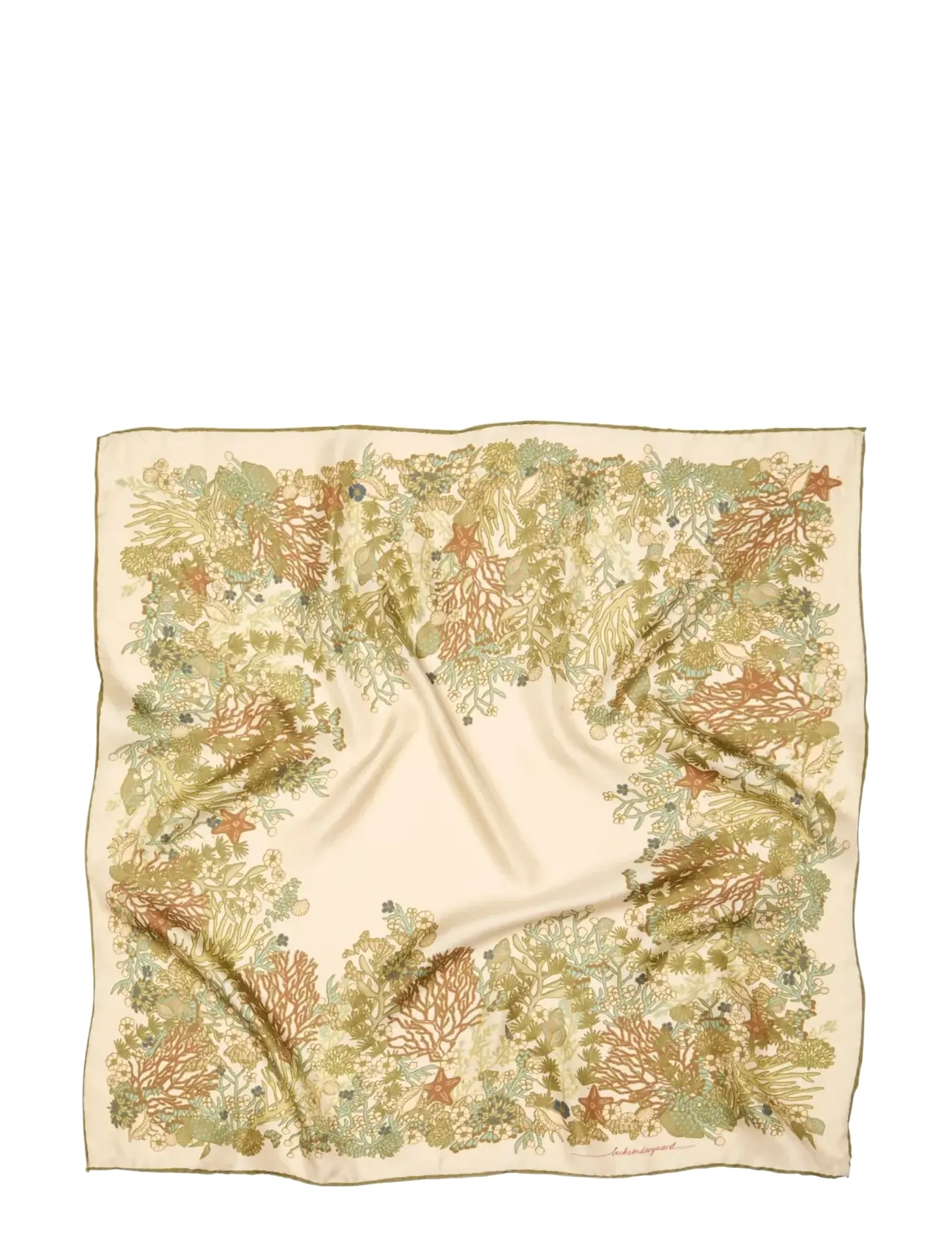 Becksöndergaard Corallo Sia Scarf - Accessories - GREEN MOSS / cream