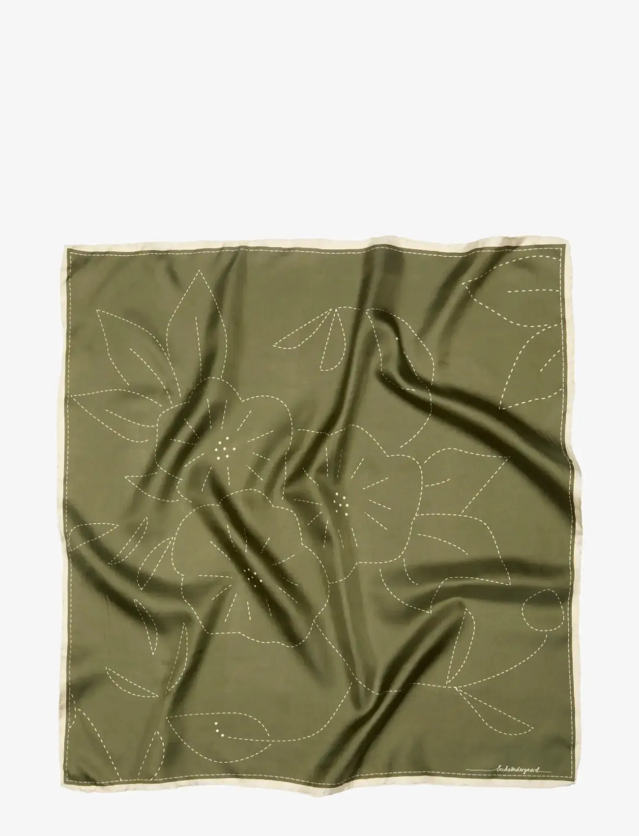 Becksöndergaard - Stitched Efloria Sia Scarf - tynde tørklæder - dark olive - 0