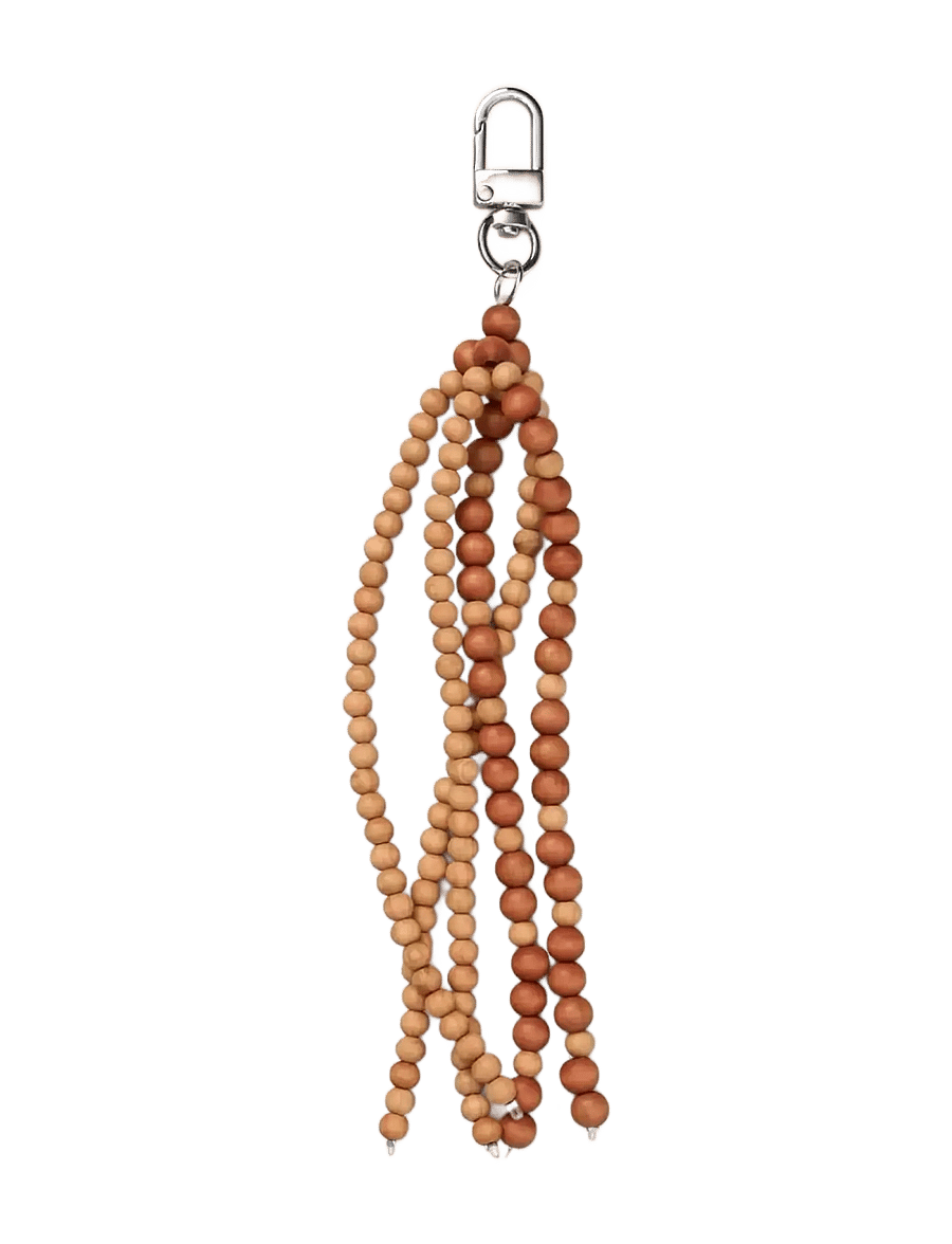 Becksöndergaard - Beaded Wood Tassel Charm - modetrends - mocha brown - 0