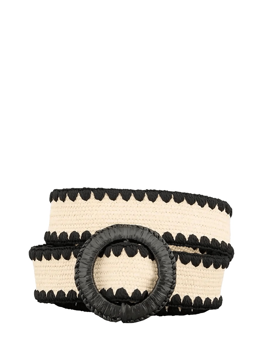 Becksöndergaard - Crochet Slim Zia Belt - flätade skärp - nature/black - 0