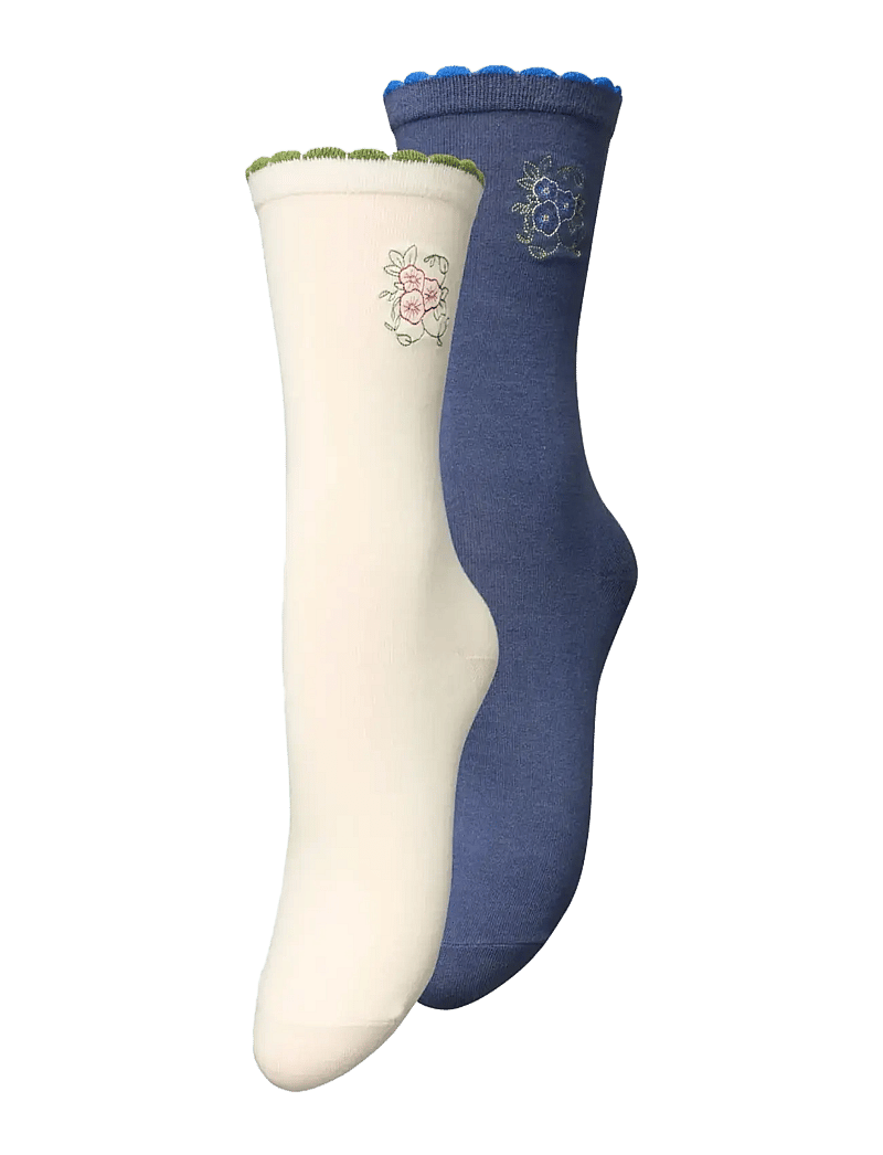 Becksöndergaard - Efloria Cotta Sock 2 Pack - paprastos kojinės - off-white/blue - 0