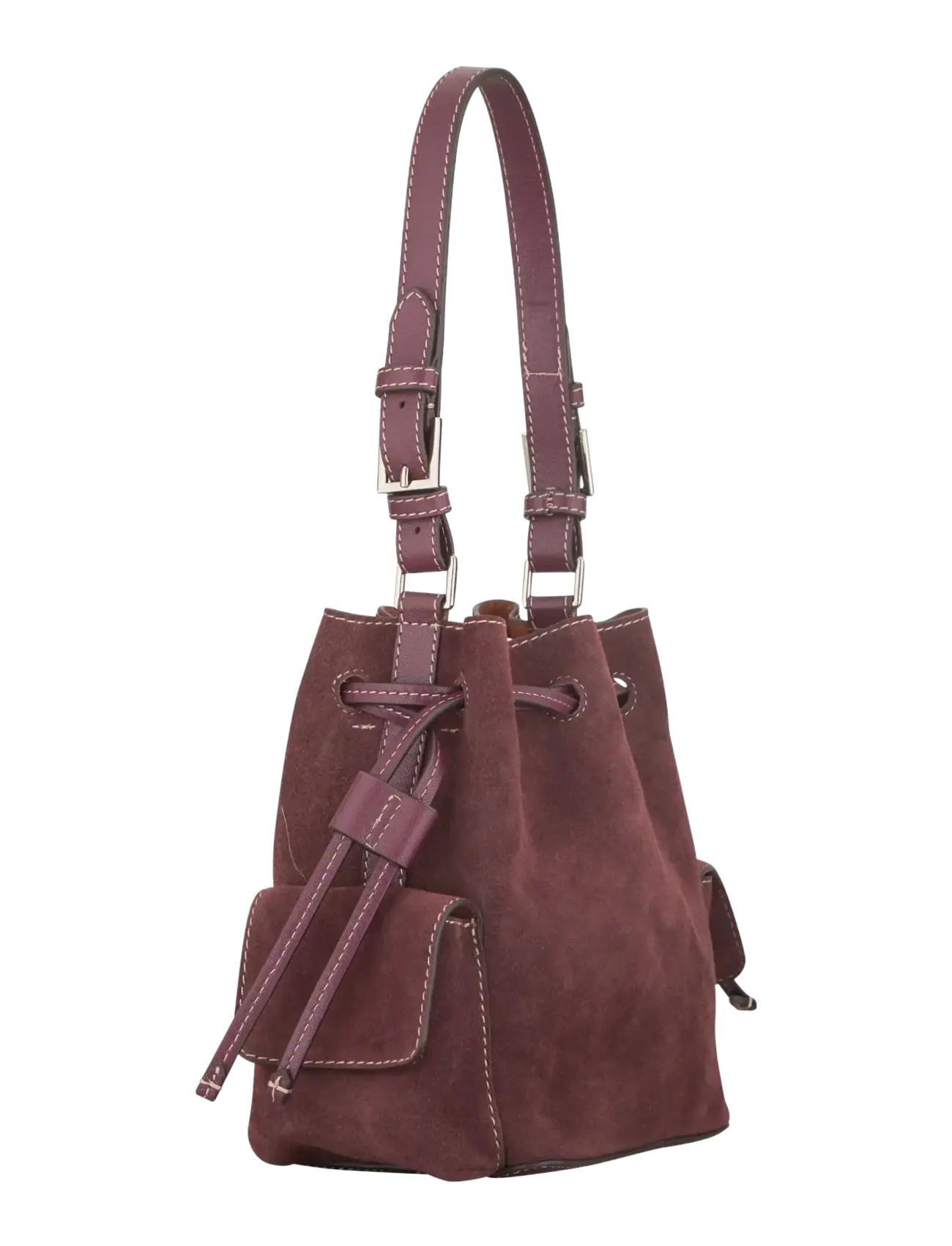 Becksöndergaard - Suede Bucket Small Bag - modetrends - maroon brown - 2