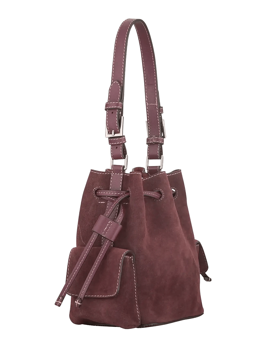 Becksöndergaard - Suede Bucket Small Bag - modetrends - maroon brown - 2