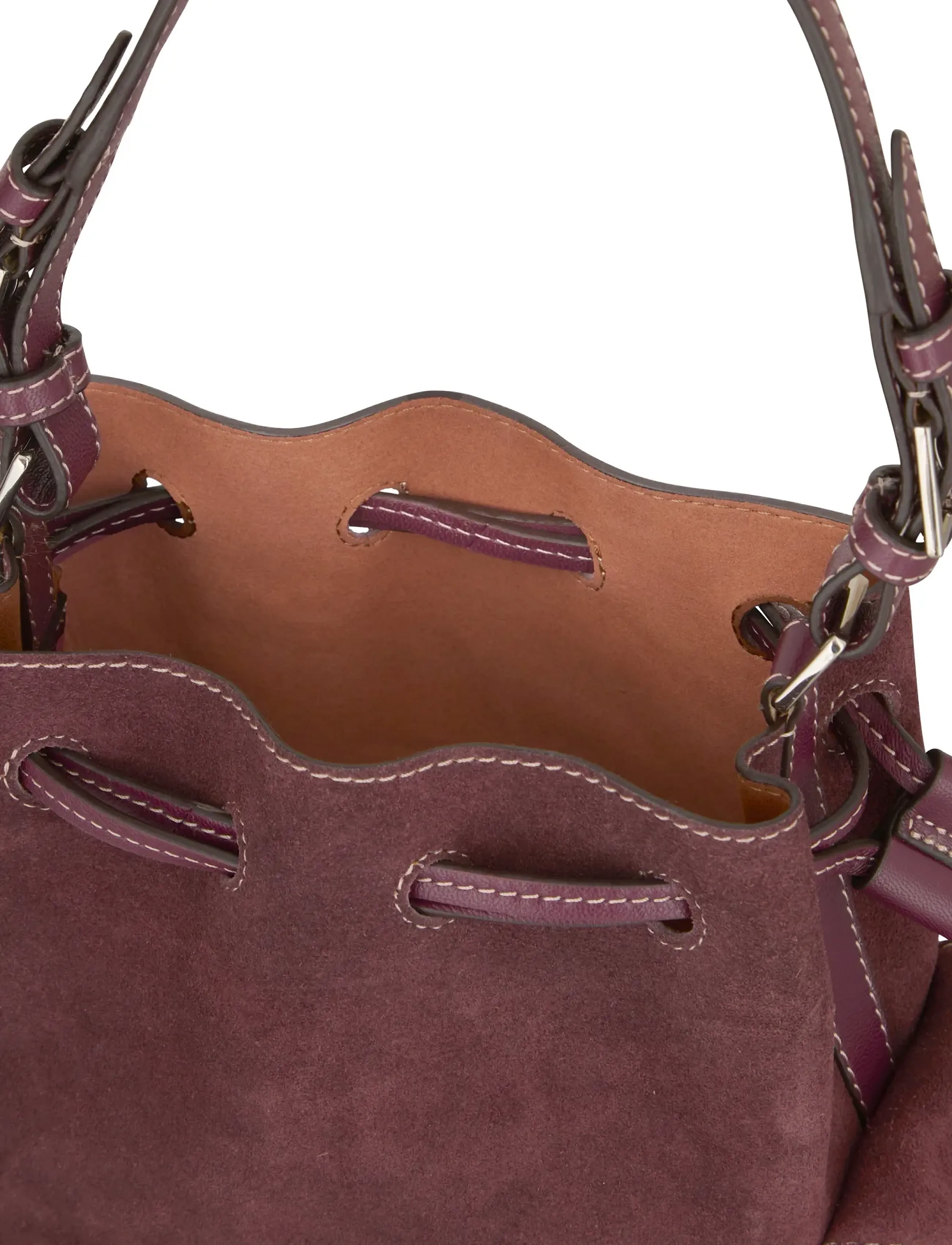 Becksöndergaard - Suede Bucket Small Bag - modetrends - maroon brown - 3