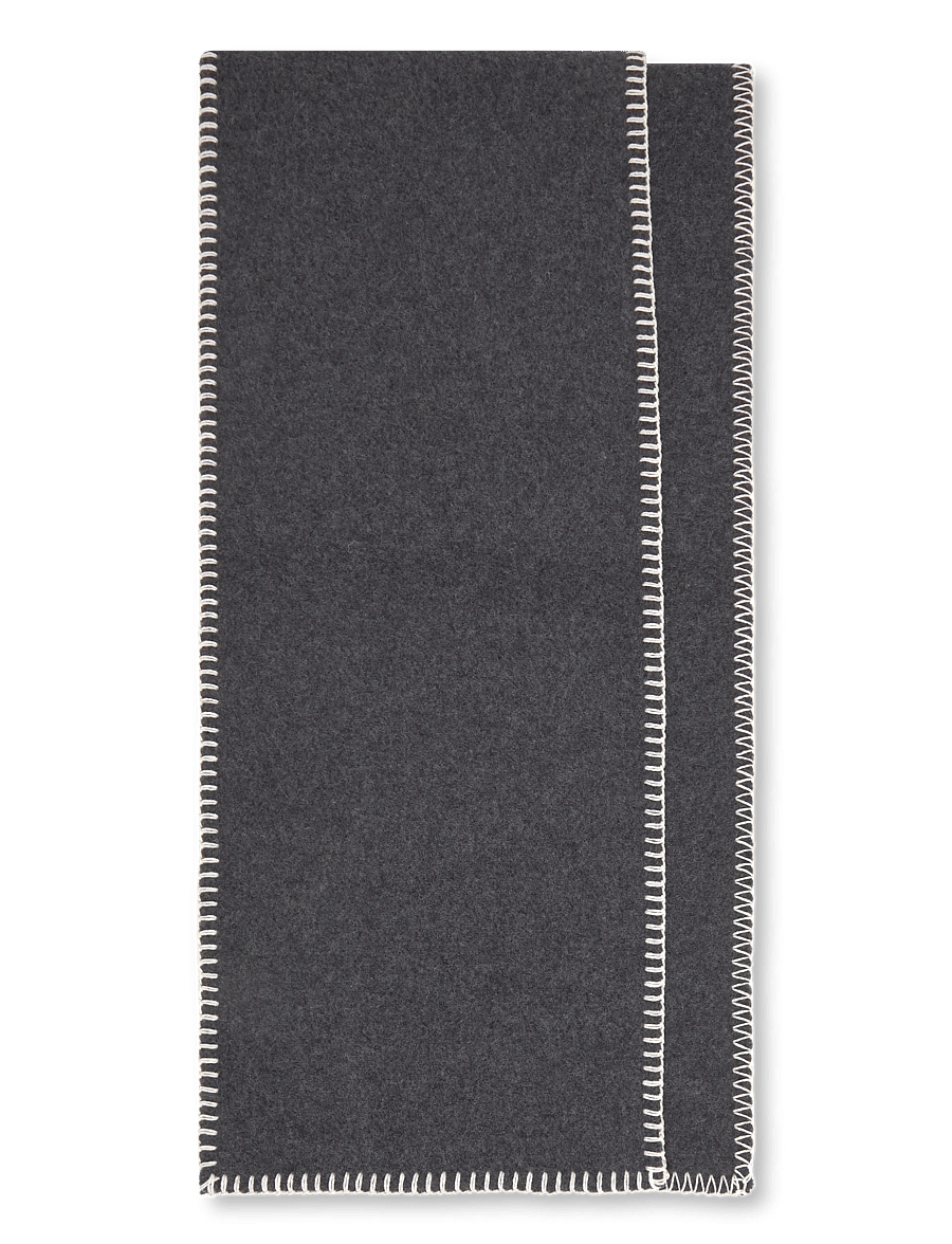 Becksöndergaard - Stitch Wool Scarf - halsdukar - dark grey melange - 0