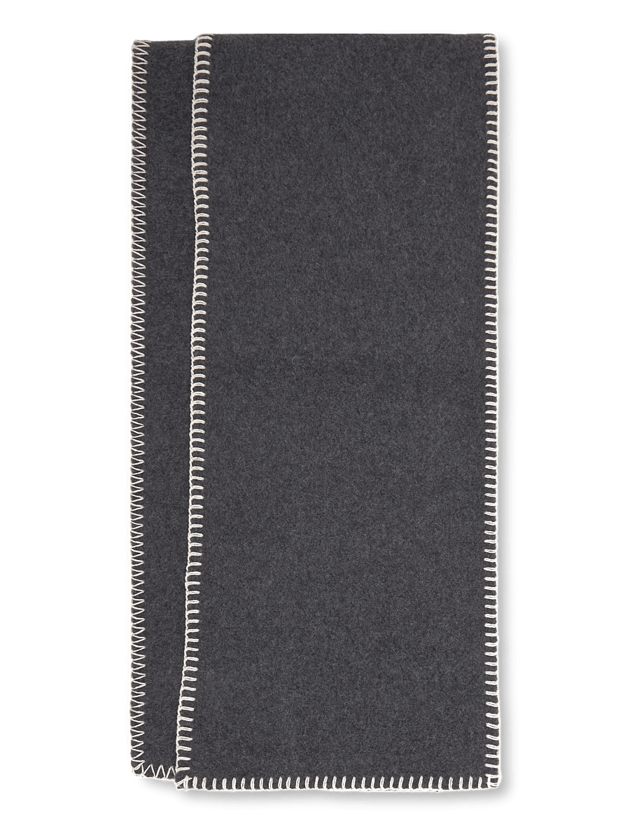 Becksöndergaard - Stitch Wool Scarf - halsdukar - dark grey melange - 1