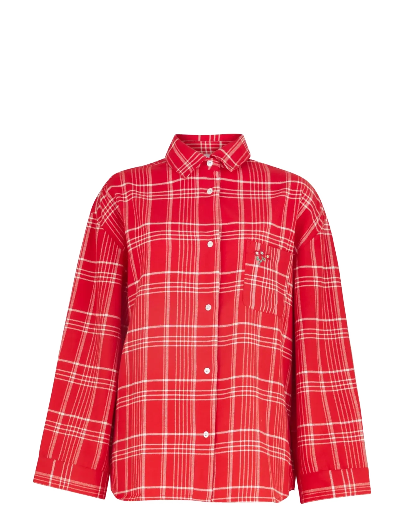 Becksöndergaard Flannel Grid Pyjamas Shirt, Kvinder, Ternet Pyjamasskjorte, Rød, Str: XS